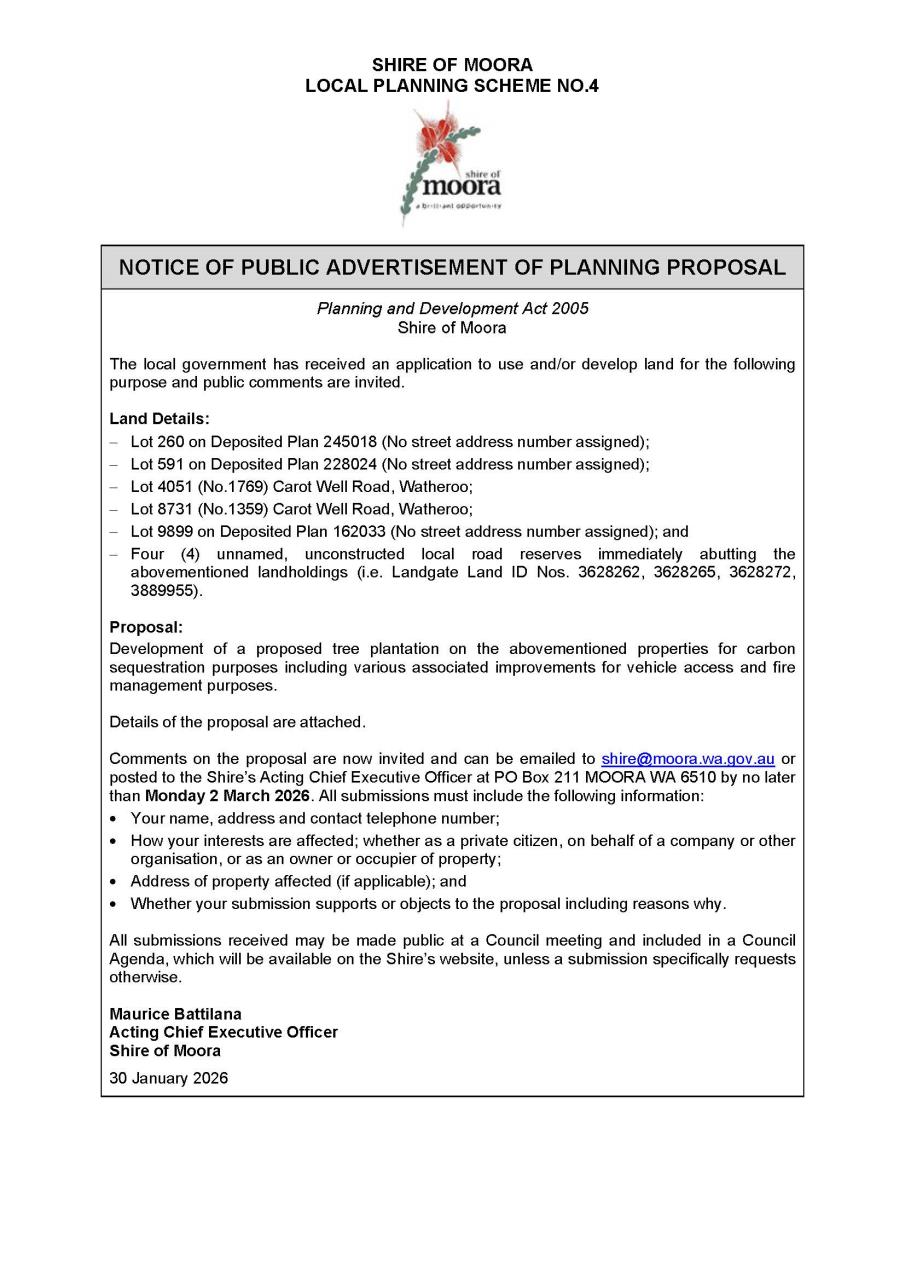 NOTICE OF PUBLIC ADVERTISEMENT OF PLANNING PROPOSAL